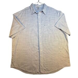 IZOD Mens Classic Fit Striped Short Sleeve Button Up Shirt Size XXL Blue White